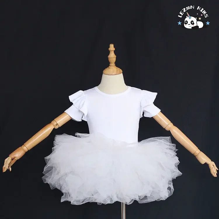 LEZONKIDS - Customize Summer Elastic Ruffle Sleeve Party Wear Children Girls Tutu Dresses for Dancing